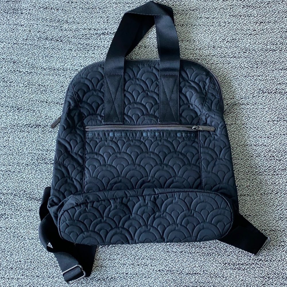 LeSportsac Backpack Black Wave Seigaiha Design